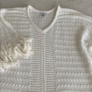 Cabi Elegant White Knit Sweater
